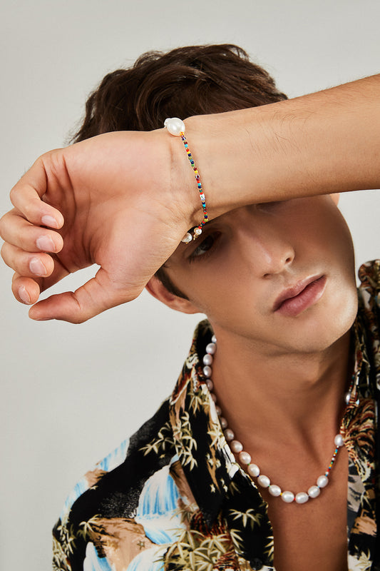 RAINBOW CHAIN Pearl with Glass beads Bracelet