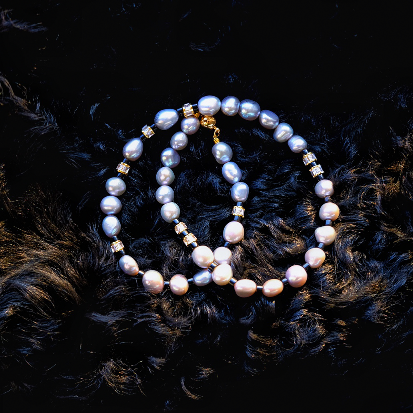 Cosmoship Moon night song  Men`s Pearl Necklace