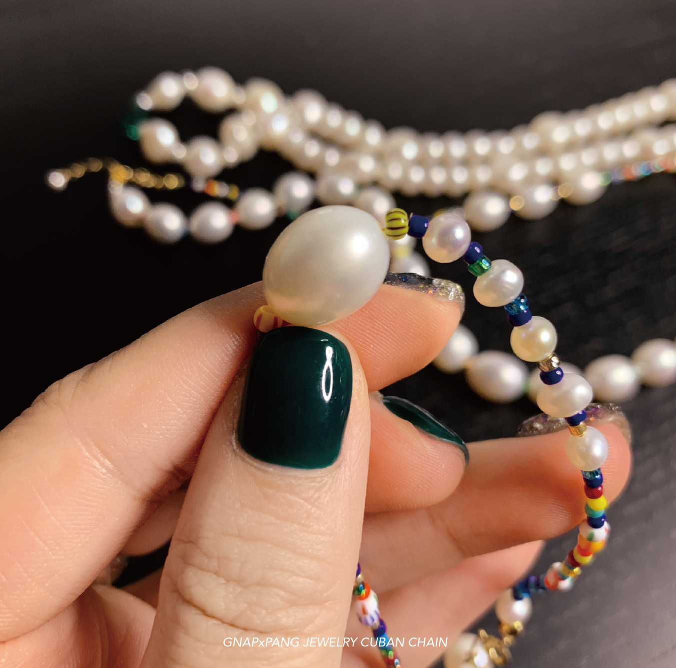 RAINBOW CHAIN Pearl with Glass beads Bracelet