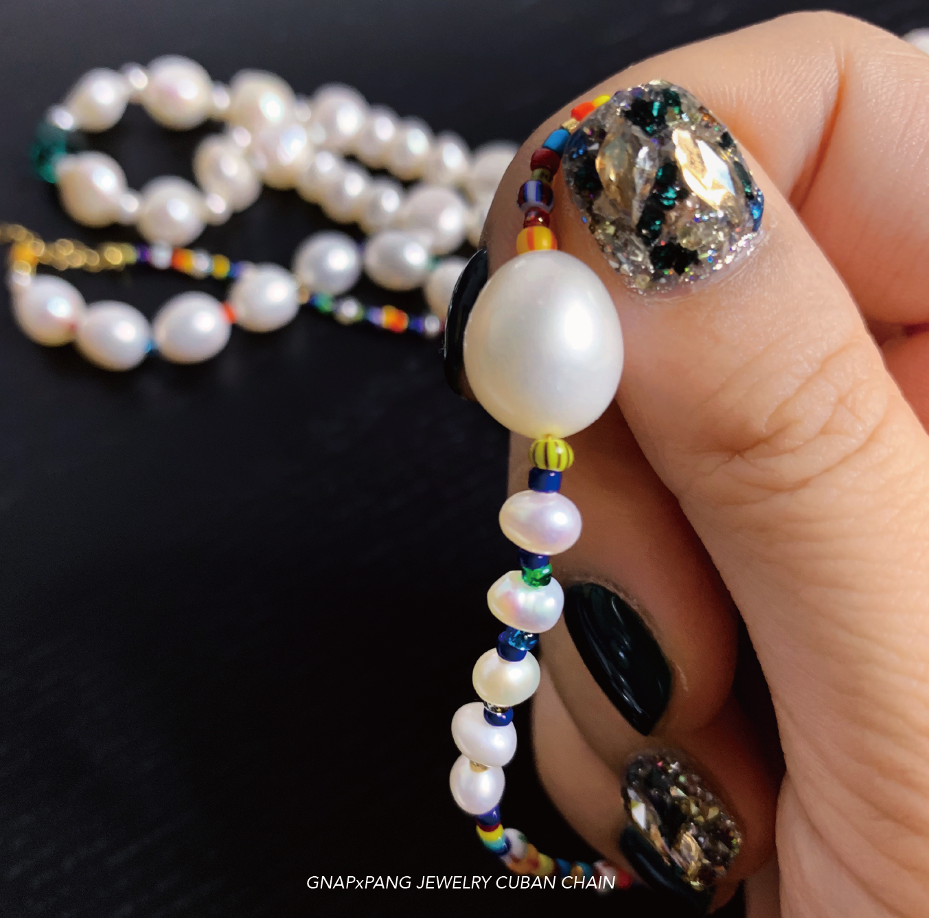 RAINBOW CHAIN Pearl with Glass beads Bracelet