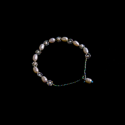 Gentianflower moon night Pearl with Glass beads Bracelet