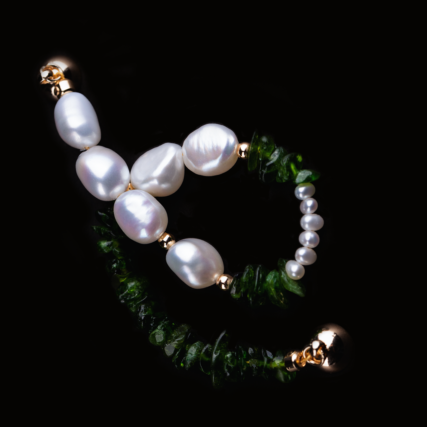 Sea elf mountain pomelo leaves Pearl with Spodumene Bracelet