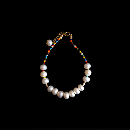 RAINBOW Cloud  Pearl with Glass beads Bracelet