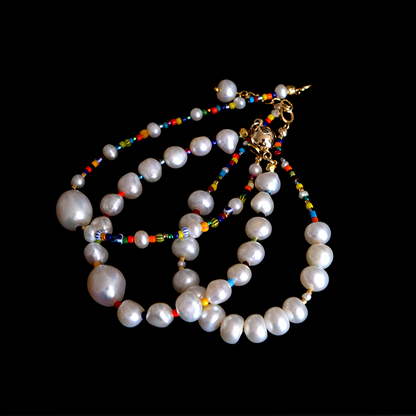 RAINBOW Cloud  Pearl with Glass beads Bracelet