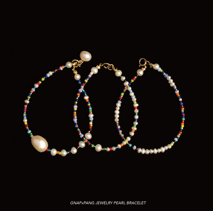 RAINBOW CHAIN Pearl with Glass beads Bracelet