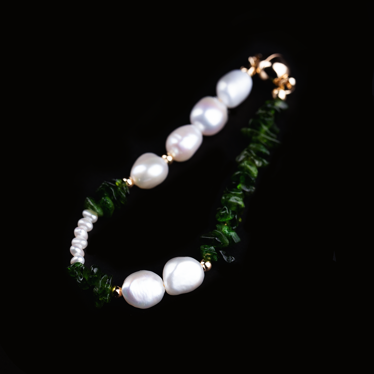 Sea elf mountain pomelo leaves Pearl with Spodumene Bracelet