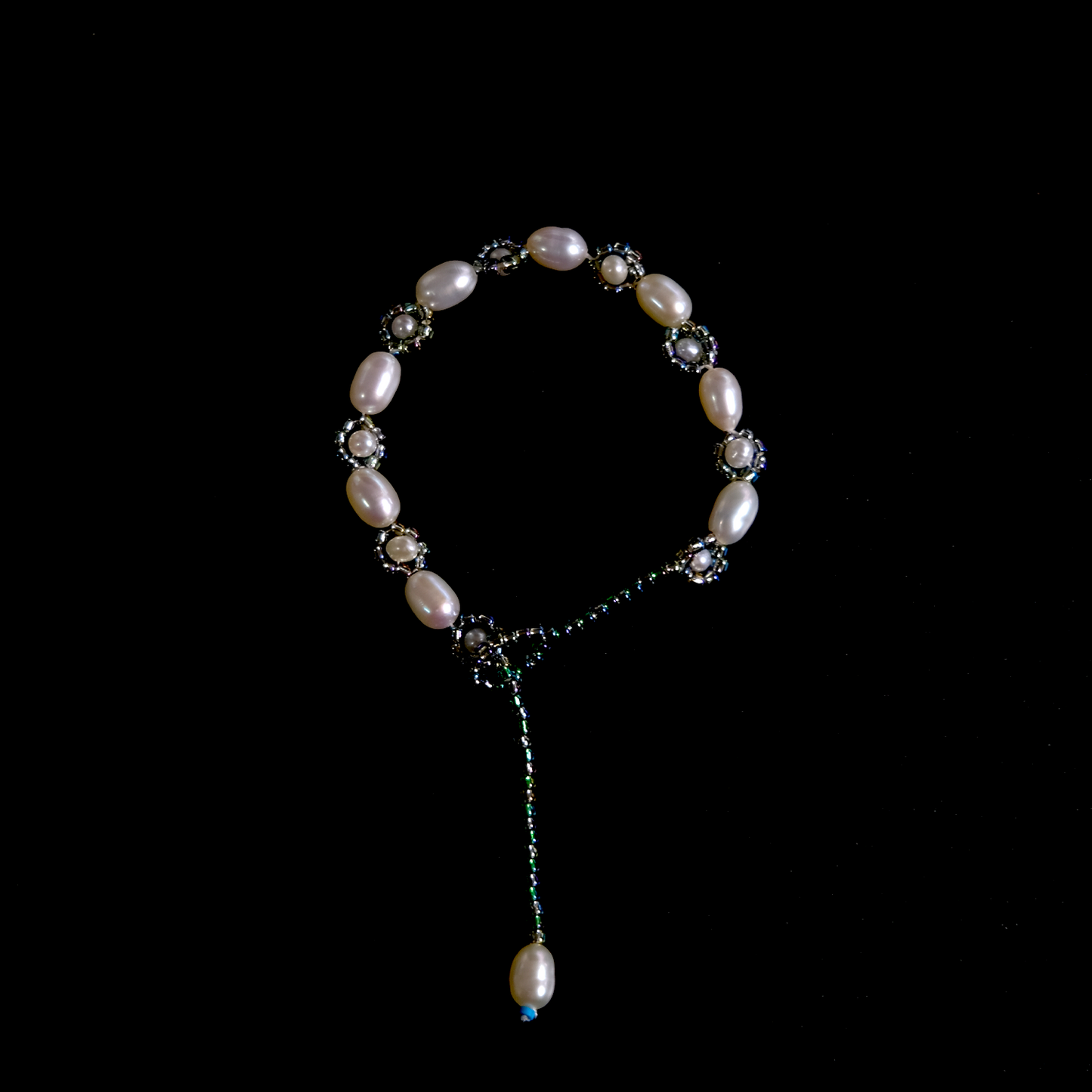 Gentianflower moon night Pearl with Glass beads Bracelet