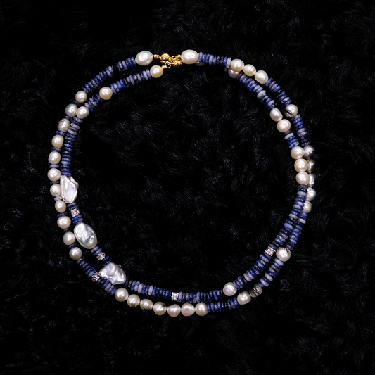 East Java Blue Fire Men`s Pearl Necklace