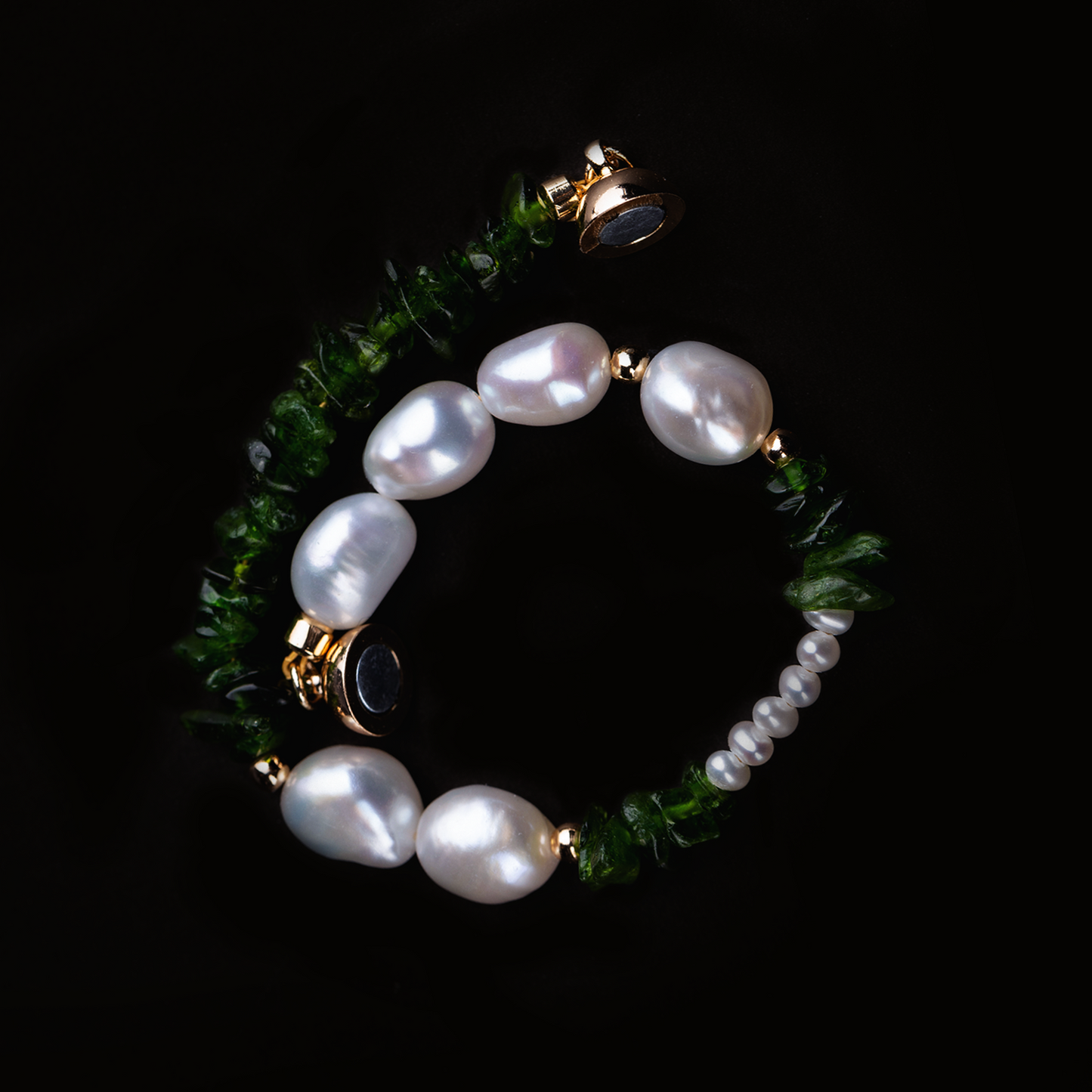 Sea elf mountain pomelo leaves Pearl with Spodumene Bracelet