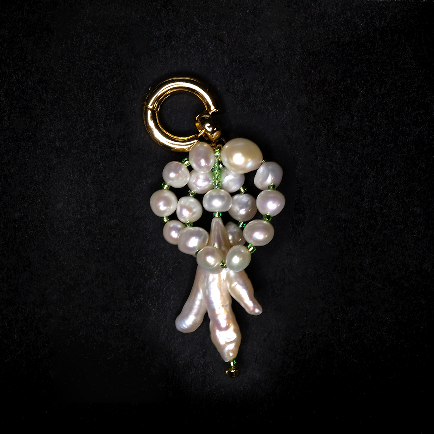 Lily of the Valley Pearl with Glass Beaded Ghost Hand Earrings