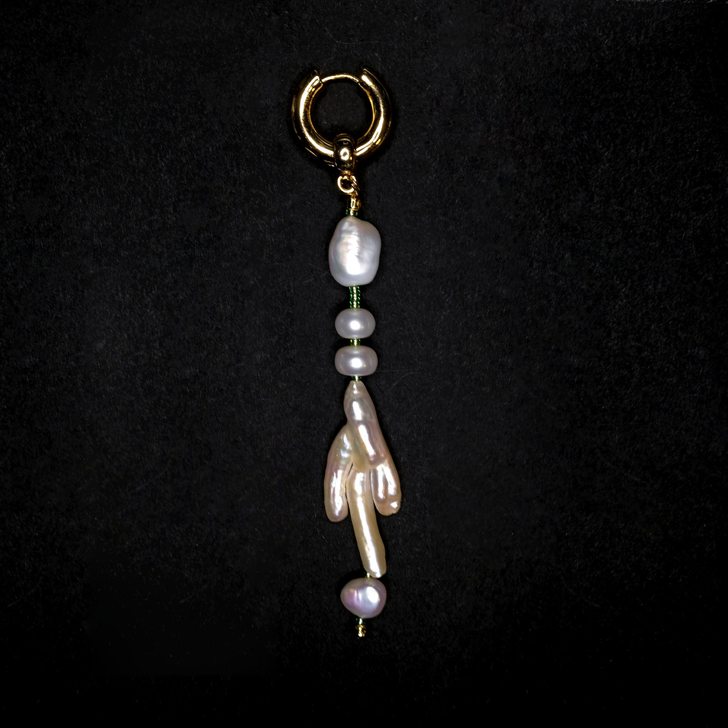 Lily of the Valley Pearl with Glass Beaded Ghost Hand Earrings