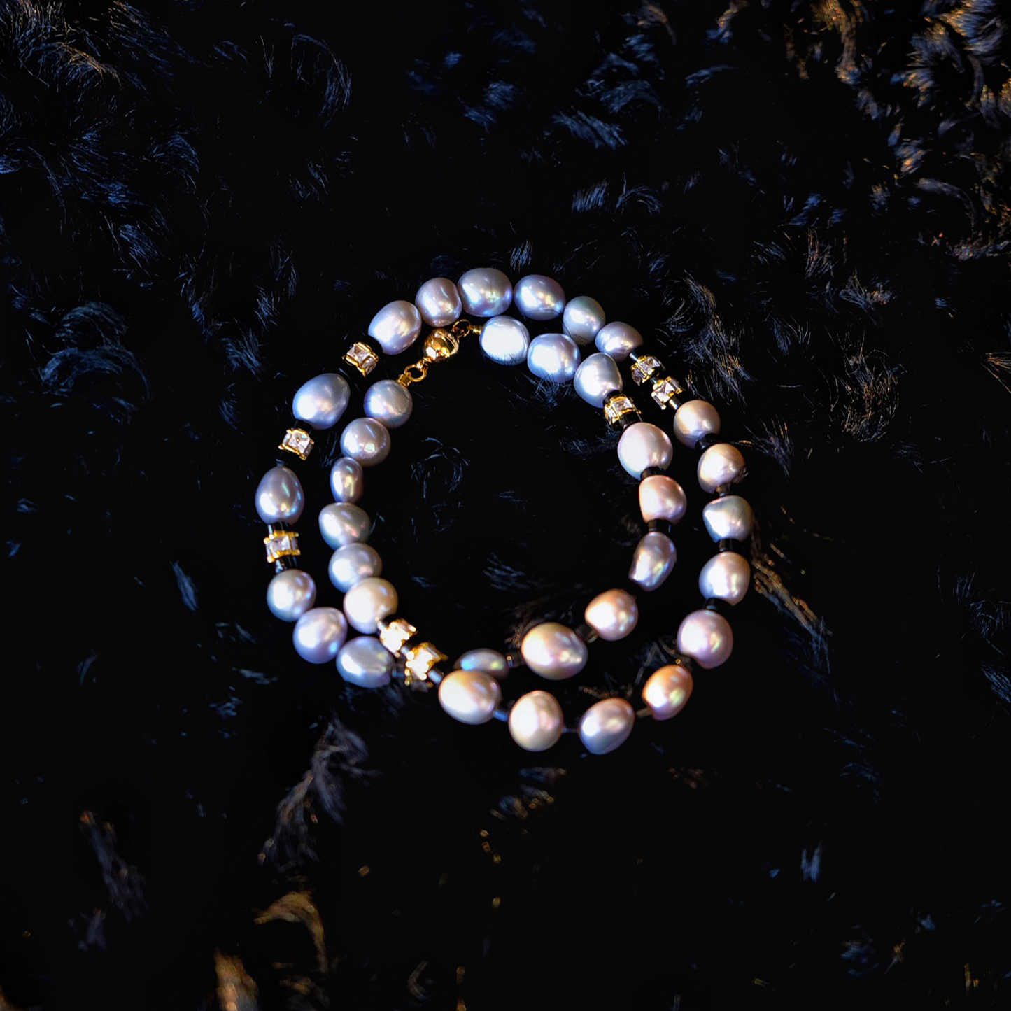 Cosmoship Moon night song  Men`s Pearl Necklace