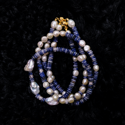 East Java Blue Fire Men`s Pearl Necklace