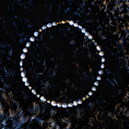 Cosmoship Moon night song  Men`s Pearl Necklace