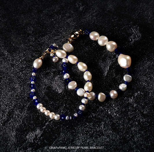 Hydrangea shaved ice Pearl and Coloured glaze Bracelet